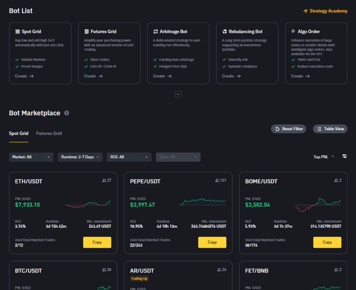 Binance Crypto Trading Bot Marketplace