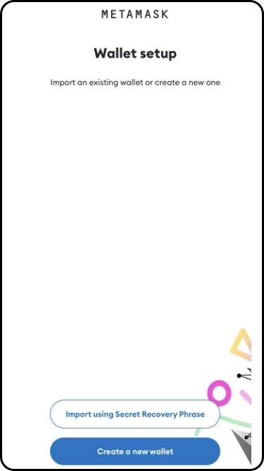 A screenshot of the create new wallet stage on MetaMask app for iOS