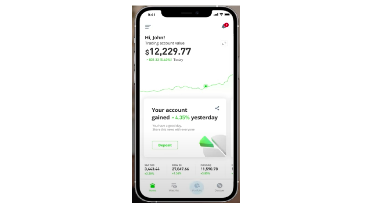 eToro mobile phone screen