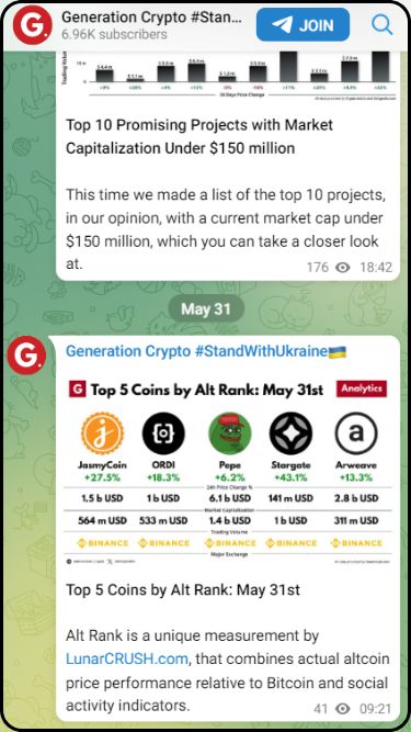 Generation crypto Telegram crypto group