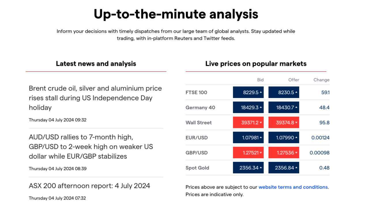 IG screenshot showing their news and analysis feature