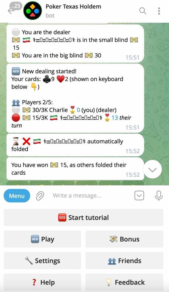 Poker Texas Holdem Telegram bot