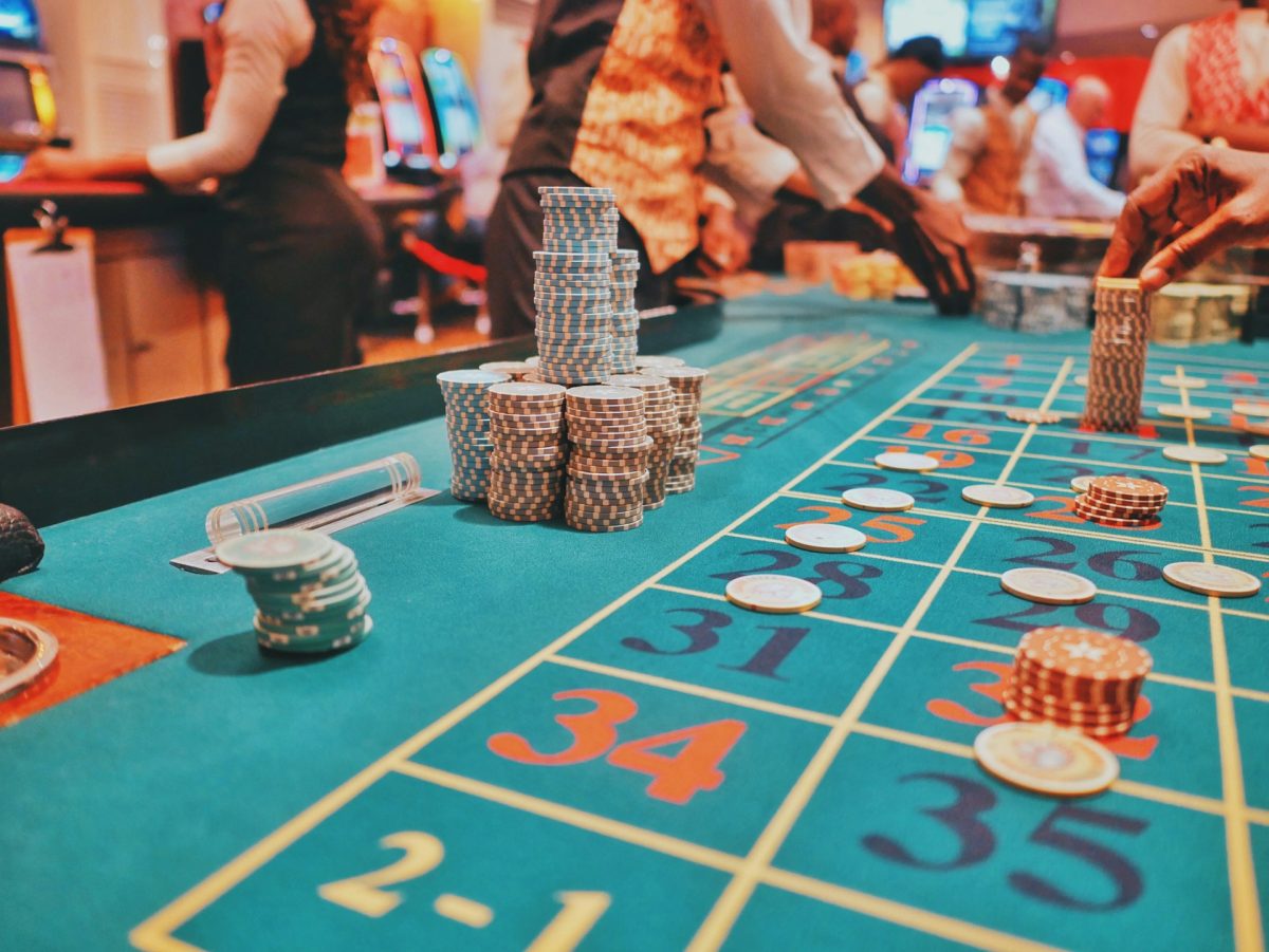 casino table with chips