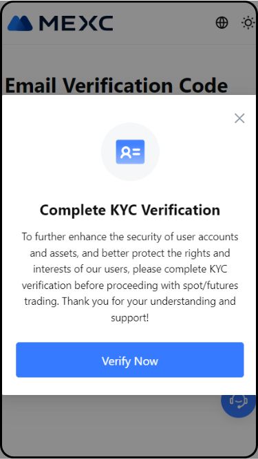 Provide KYC data to buy crypto on MEXC