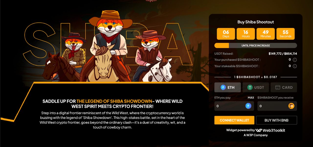 A screenshot of the Shiba Shootout presale screen