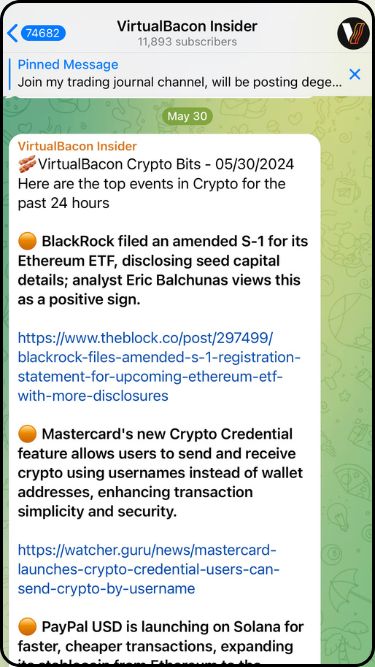 Crypto Telegram Channel Virtual Bacon
