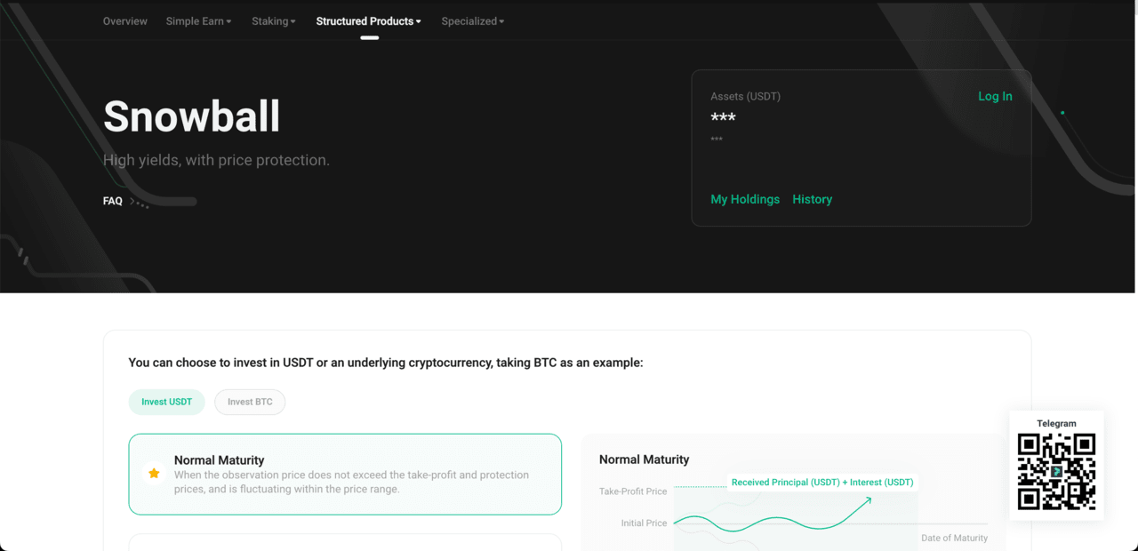 KuCoin exchange | Snowball feature interface