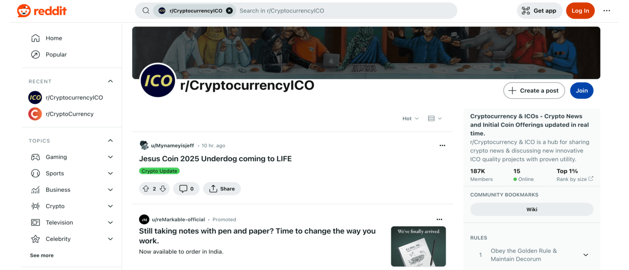  r/cryptocurrencyICO