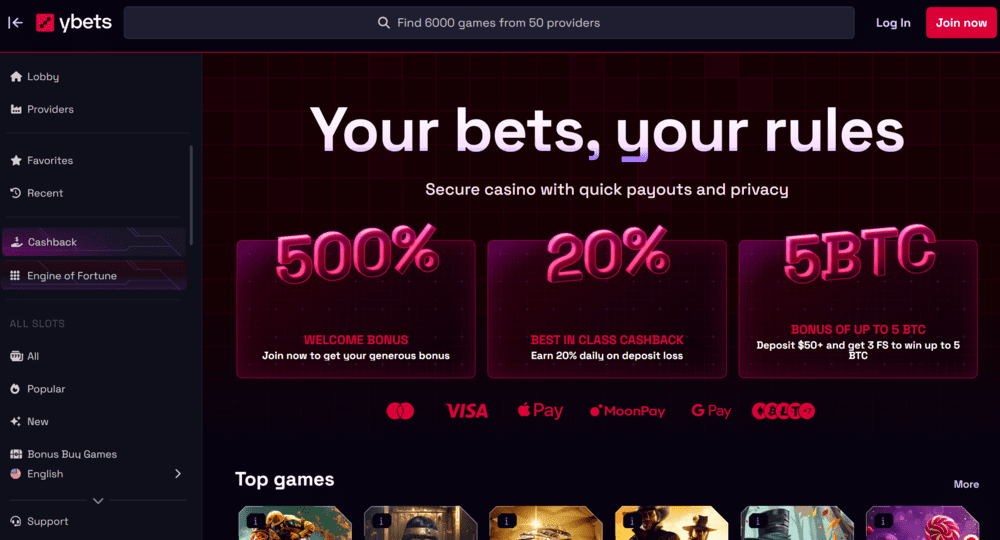 yBets No KYC Casino